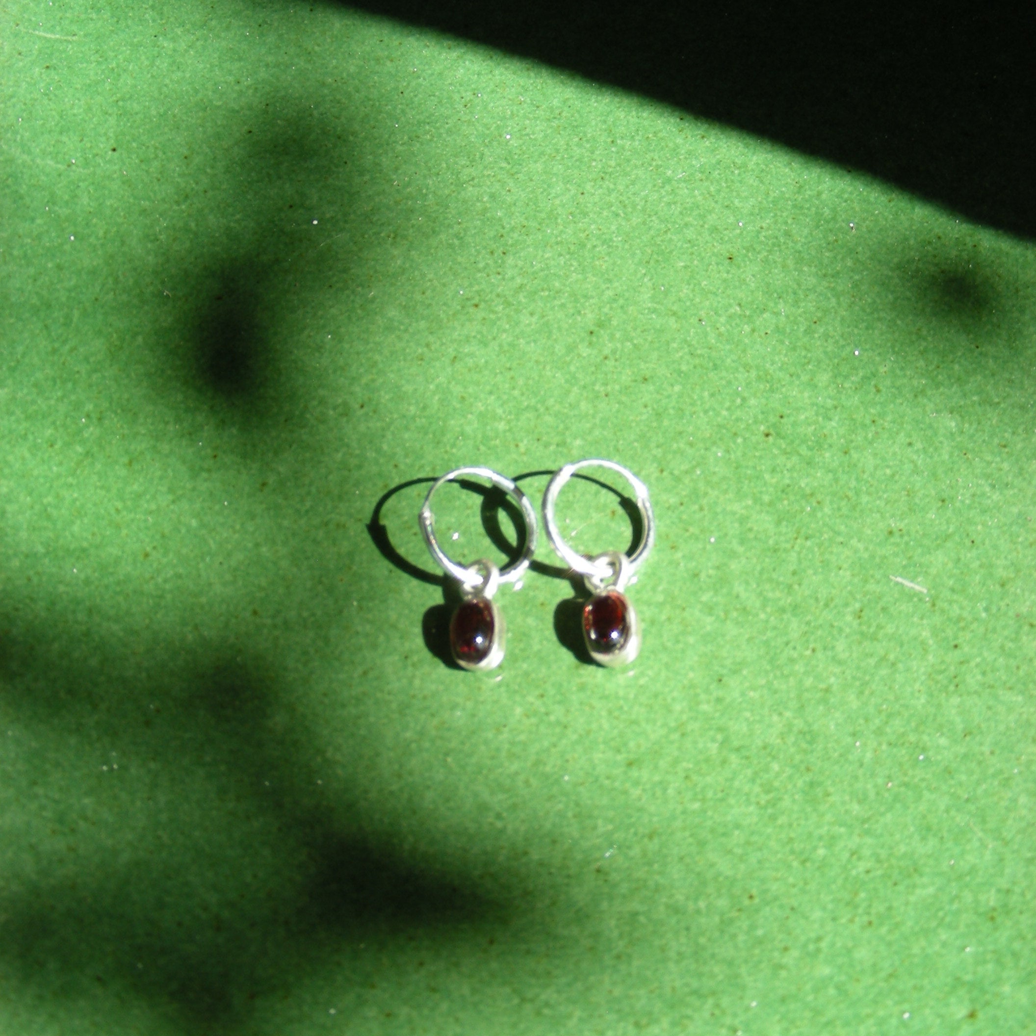Nara - Garnet Hoop Earrings