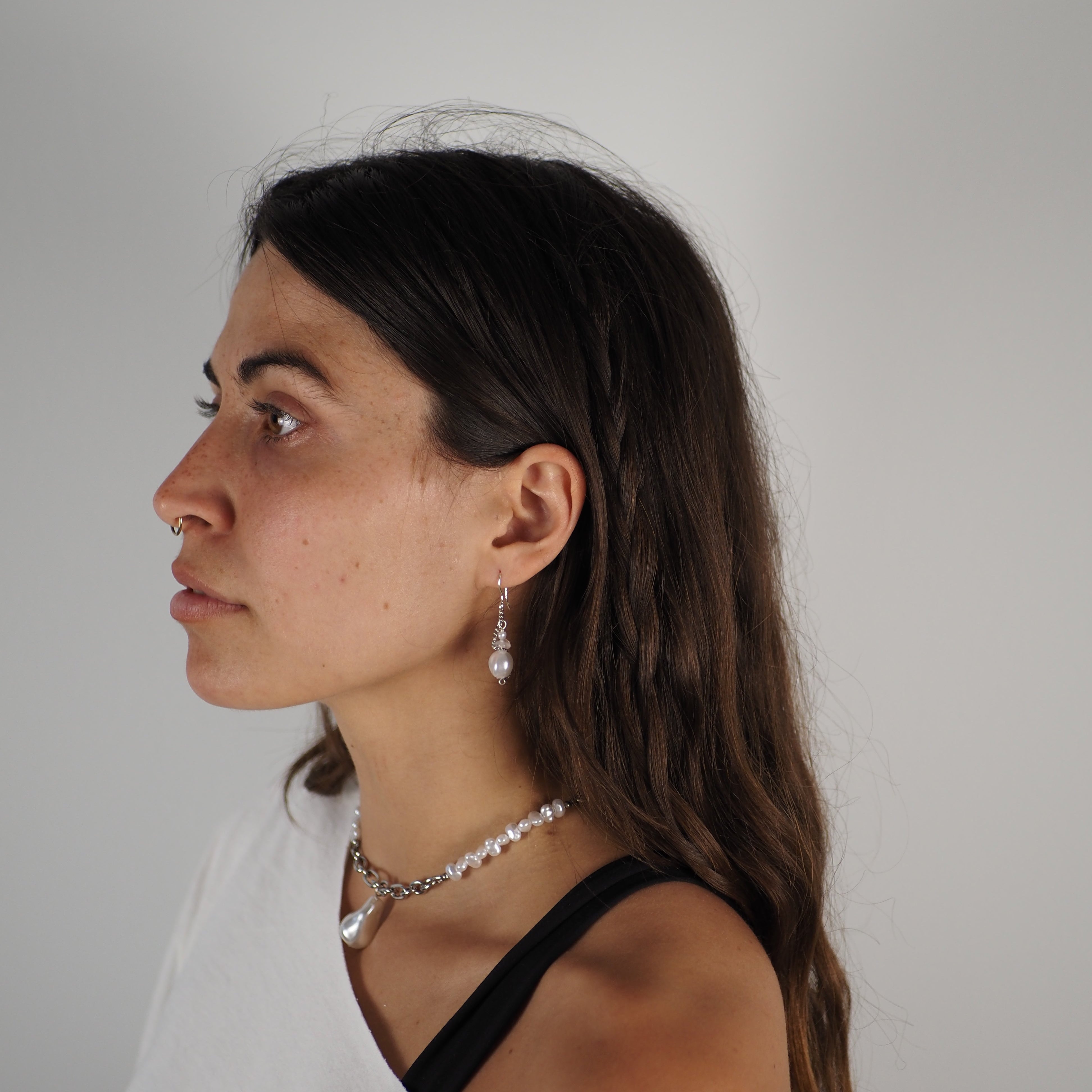 Earrings with Drops & Chain