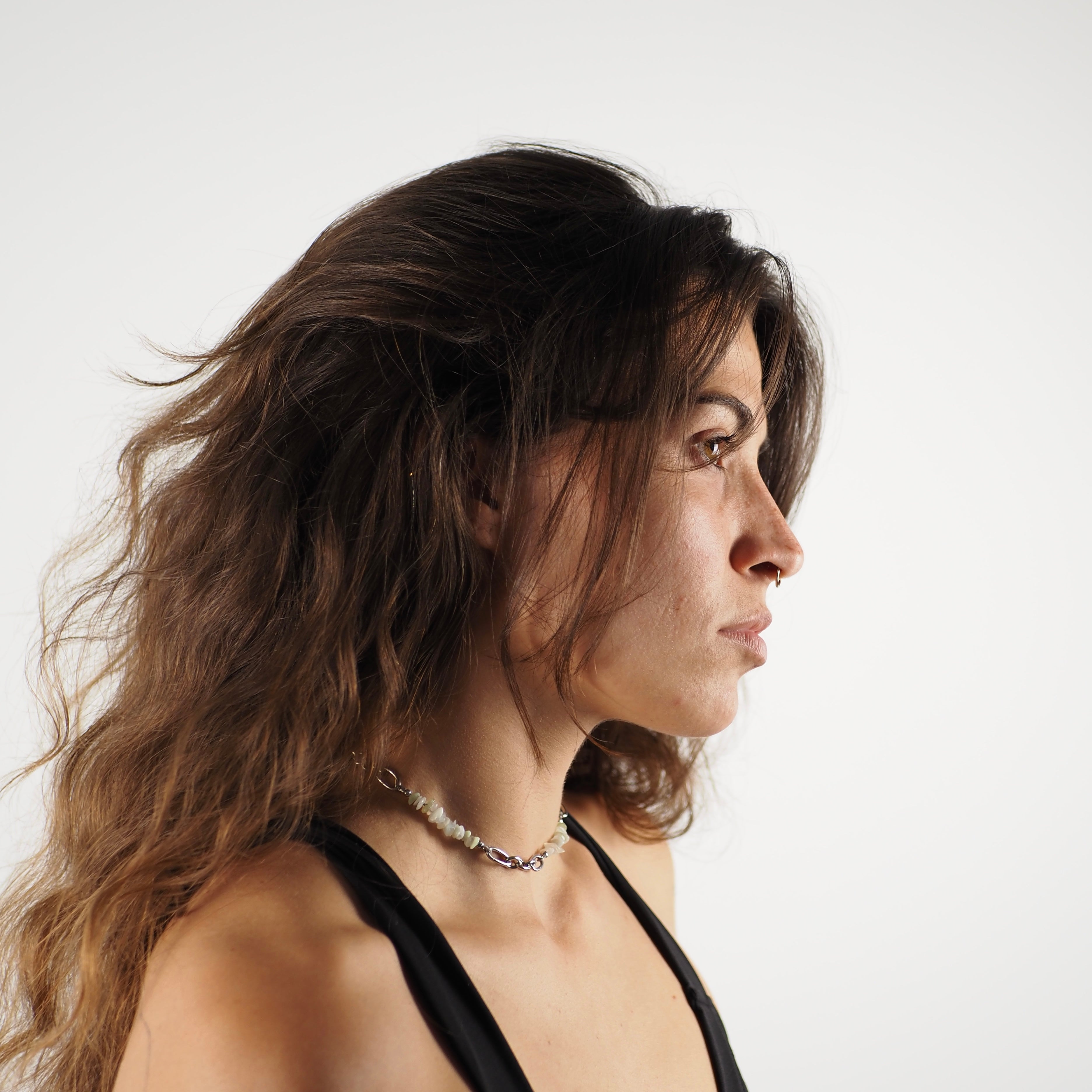 Metal Choker with Triple Stone Detail