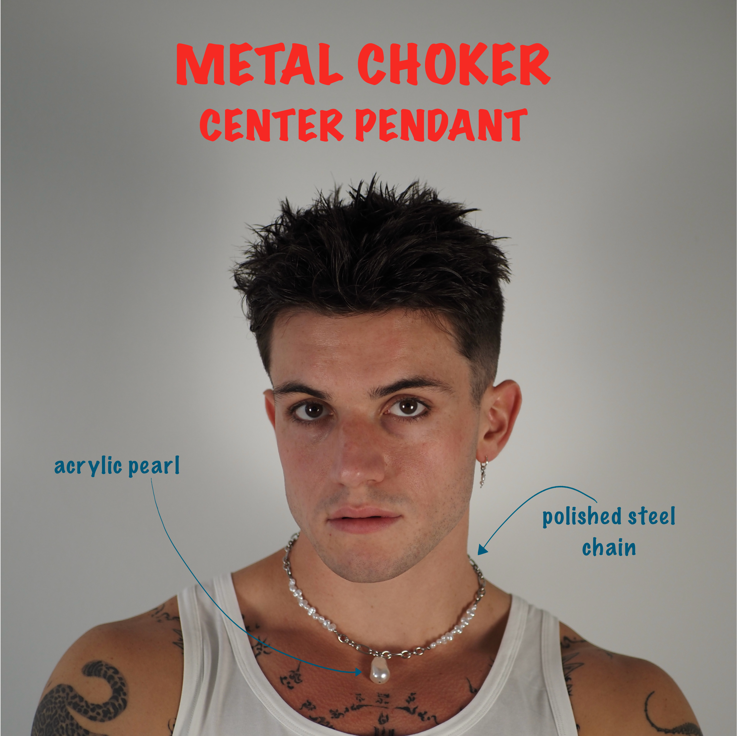 Metal Choker with Center Pendant