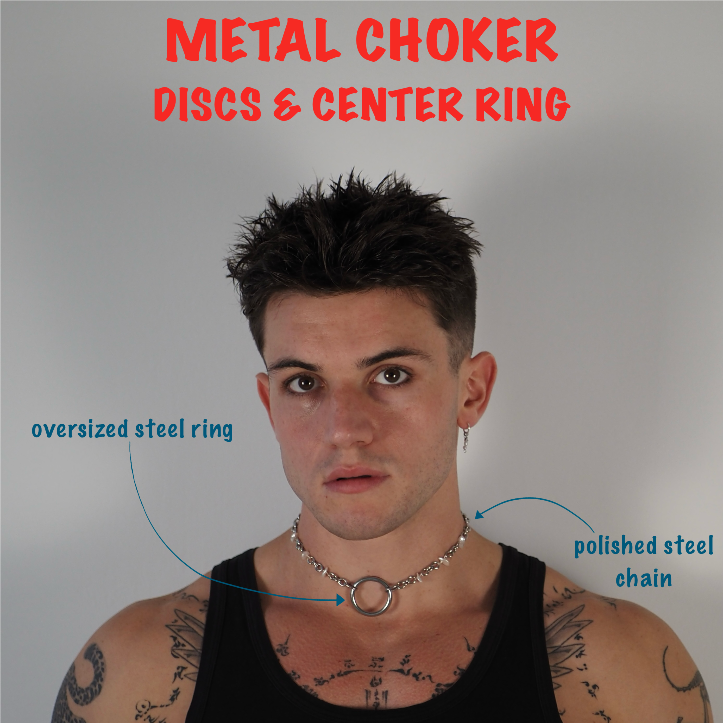 Metal Choker with Discs & Center Ring