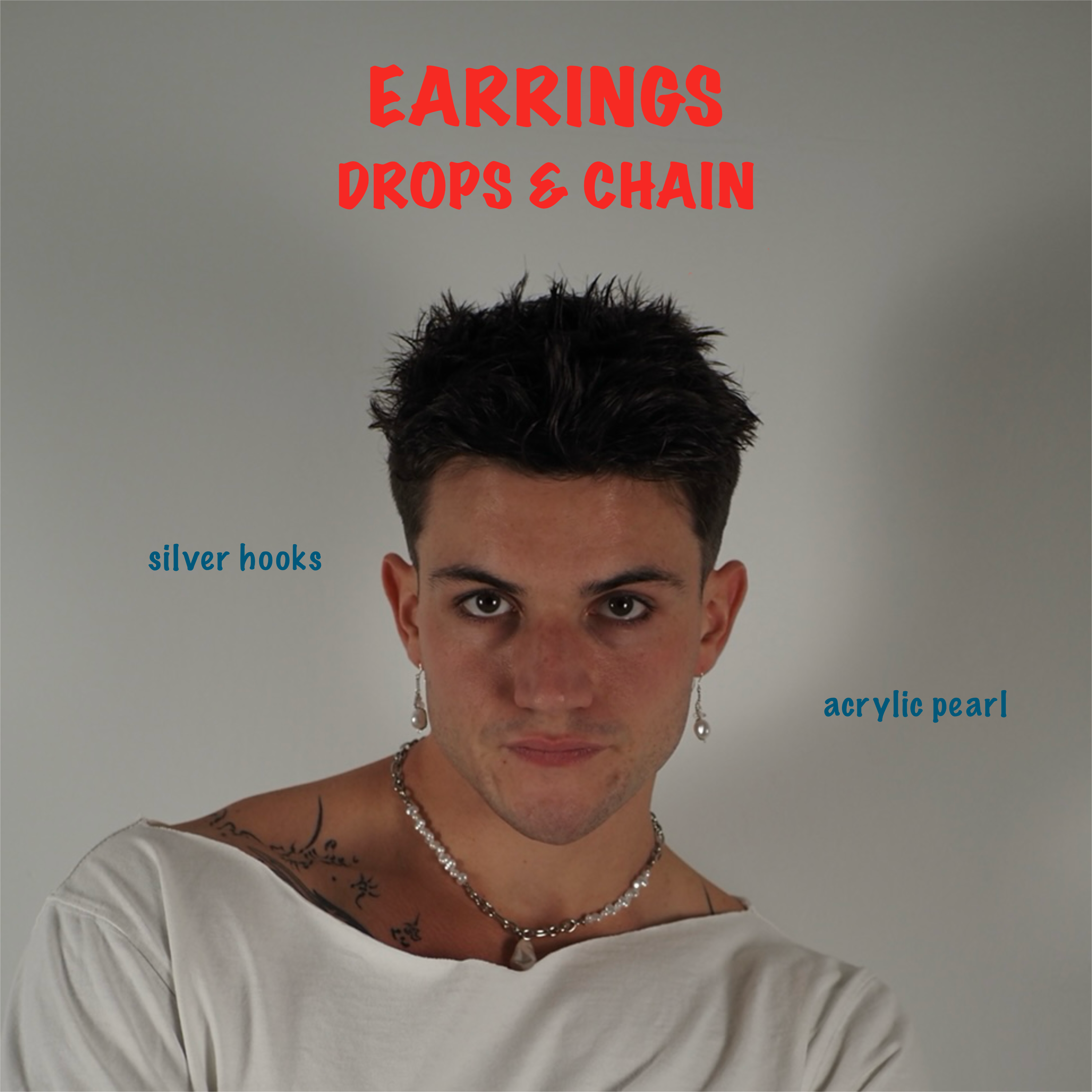 Earrings with Drops & Chain
