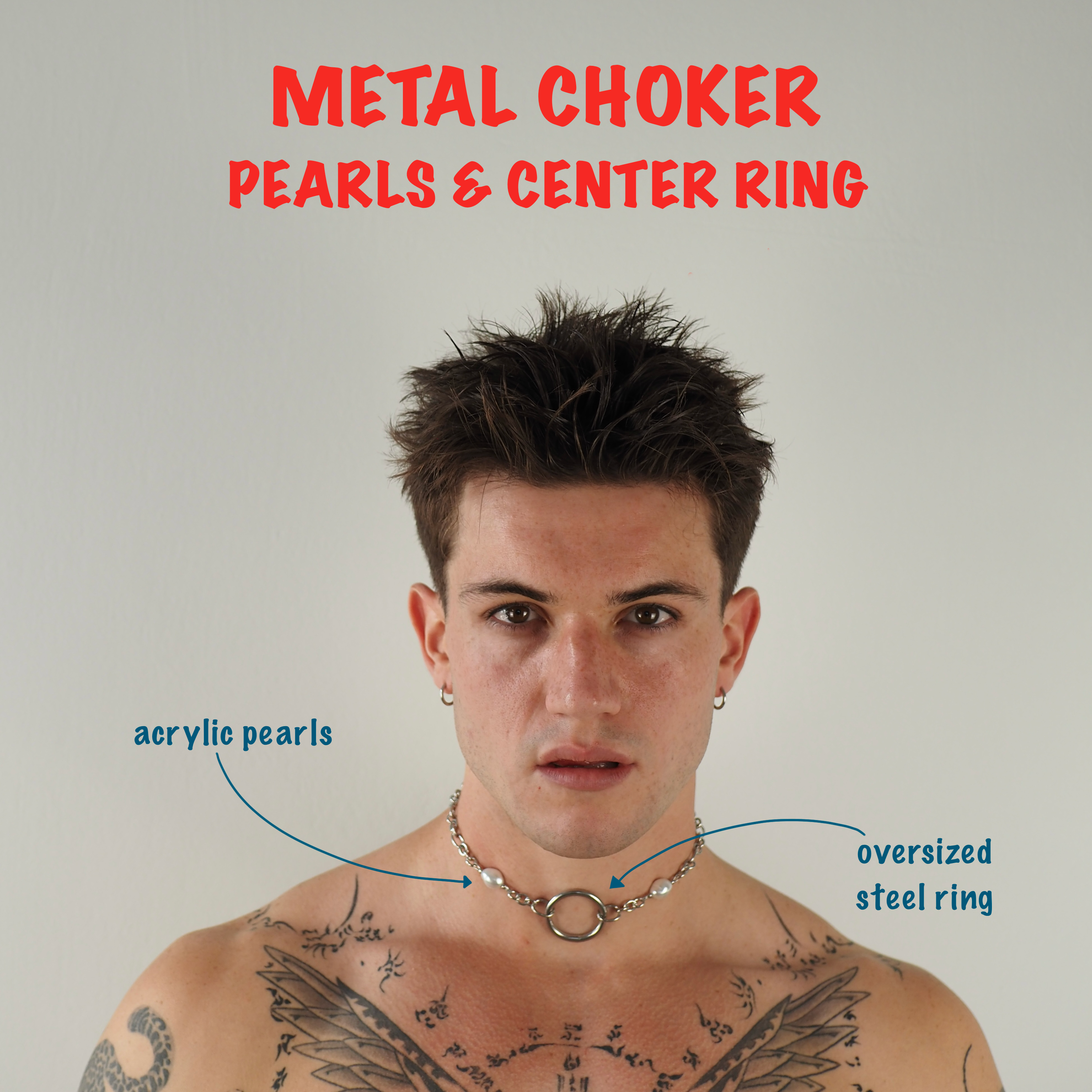 Metal Choker with Pearls & Center Ring